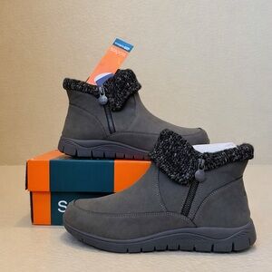 Sporto Billie Water-Repellent Sweater Trim Ankle Boots‎ Gray 9.5